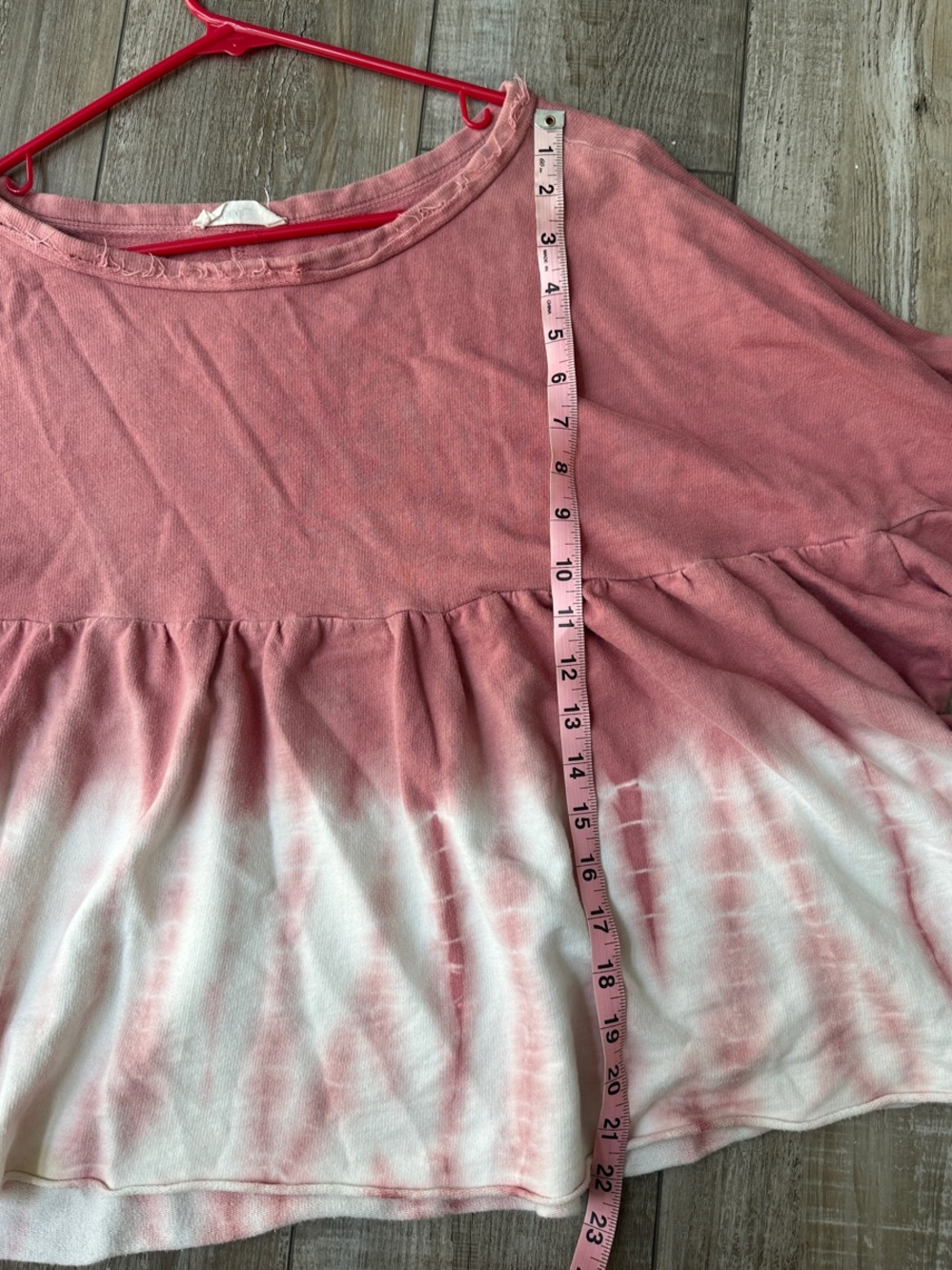 Women's Mauve Tie-Dye Peplum Long-Sleeve Oversized Top - Picture 8 of 9